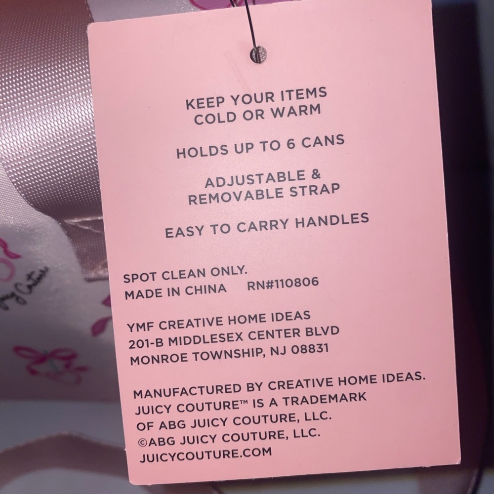 🎀🍒🩷NEW Juicy Couture Insulated Cooler Bag/ Lunch Box pink cherry Bows Hearts - Picture 9 of 10